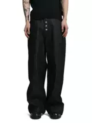NOW3 Five-Button Denim Raw Black 14oz Original Straight Leg Jeans A-Line Slight Flare Wide Leg Versatile Trousers Men