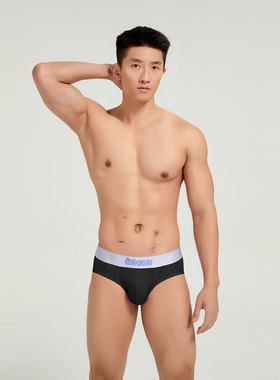 【新品】Oengus瑜伽紫色黑色男士三角裤男性感透气气孔高弹运动