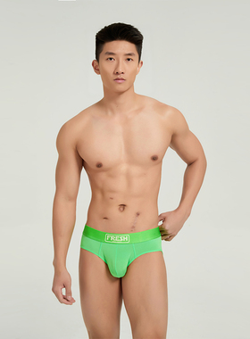 【26新品】Oengus绿色冰丝凉感男士半透明三角裤性感高弹透气瘾诱