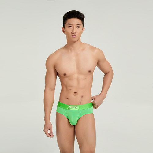 【26新品】Oengus绿色冰丝凉感男士半透明三角裤性感高弹透气瘾诱