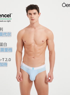 Oengus兰精莫代尔男士三角裤天蓝色三角裤男性感简约高级莫代尔男