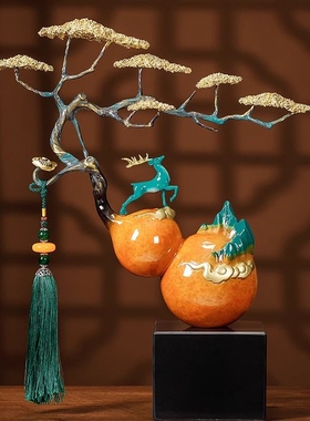 如艺客迎天下福禄双全铜工艺摆件