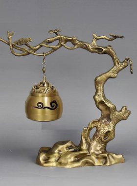 黄铜中式禅意香炉桌面摆件工艺品