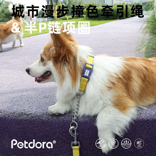 PETDORA狗牵引绳半P链脖圈防爆冲