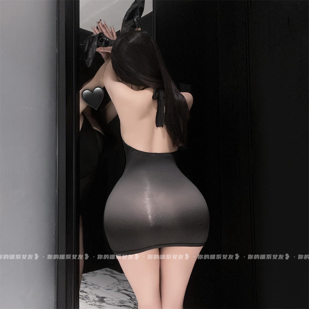 喵：透身paly！性感显瘦纯欲透视拼接包臀裙女情调露背睡衣秘书装