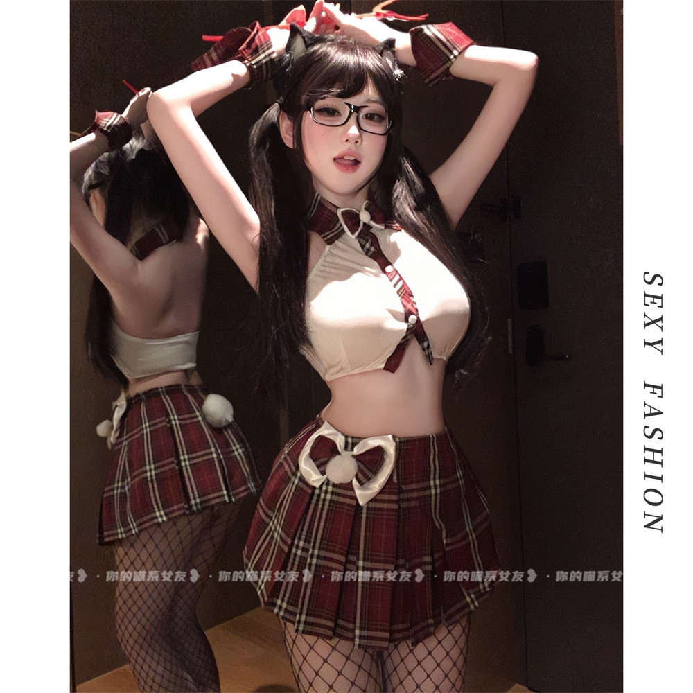 喵：软萌学妹*学院风JK制服日系纯欲风辣妹性感百褶裙甜辣套装女