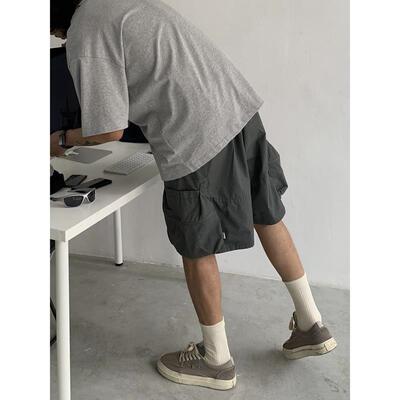 INKNOTS日系复古美式伞兵工装短裤男宽松廓形直筒口袋休闲五分裤