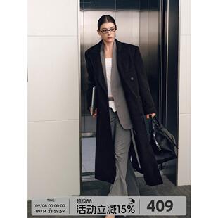 FREO3N双排扣毛呢外套高级感男女同款秋冬季新款超长宽松呢子大衣