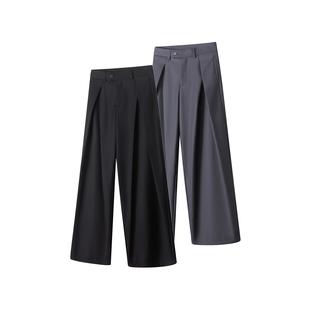 Succinct “三角”立体褶皱A字廓形TR复合面料西装裤休闲阔腿裤