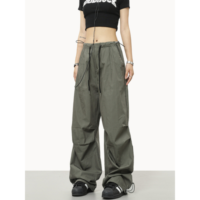 0123Start 美式阔腿伞兵工装裤男女宽松复古休闲冲锋纸袋裤夏薄款