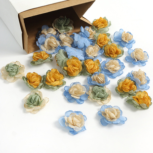 饰环保花 头饰发饰配件草帽花装 仿真迷你纱花 假花diy手工材料服装