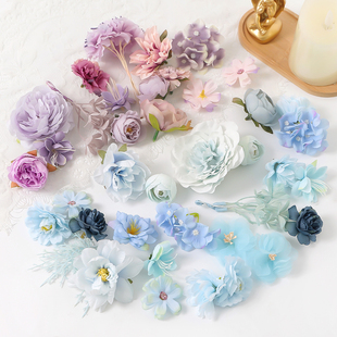 饰绢花头饰配件 假花diy手工材料包婚庆学士帽簪花装 仿真花套装 花