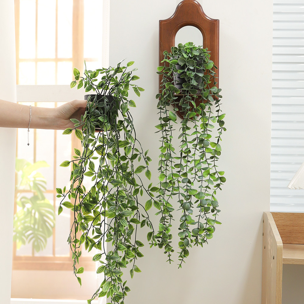 仿真绿植垂挂藤蔓盆栽假花藤条壁挂植物墙吊篮装饰客厅布置塑料花