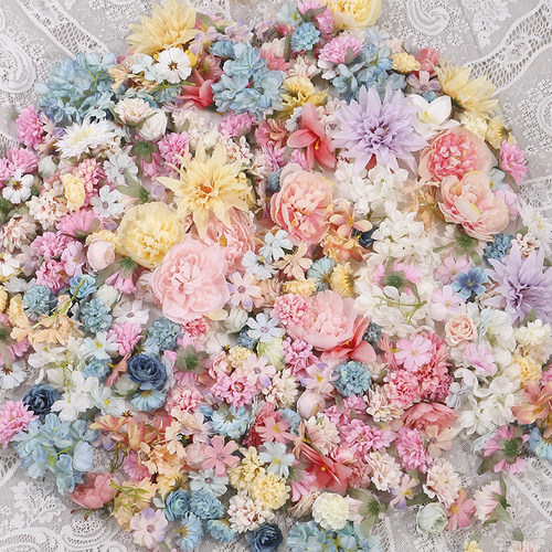 仿真花混搭花 假花diy手工材料包花环头饰簪花装饰婚庆布置绢花