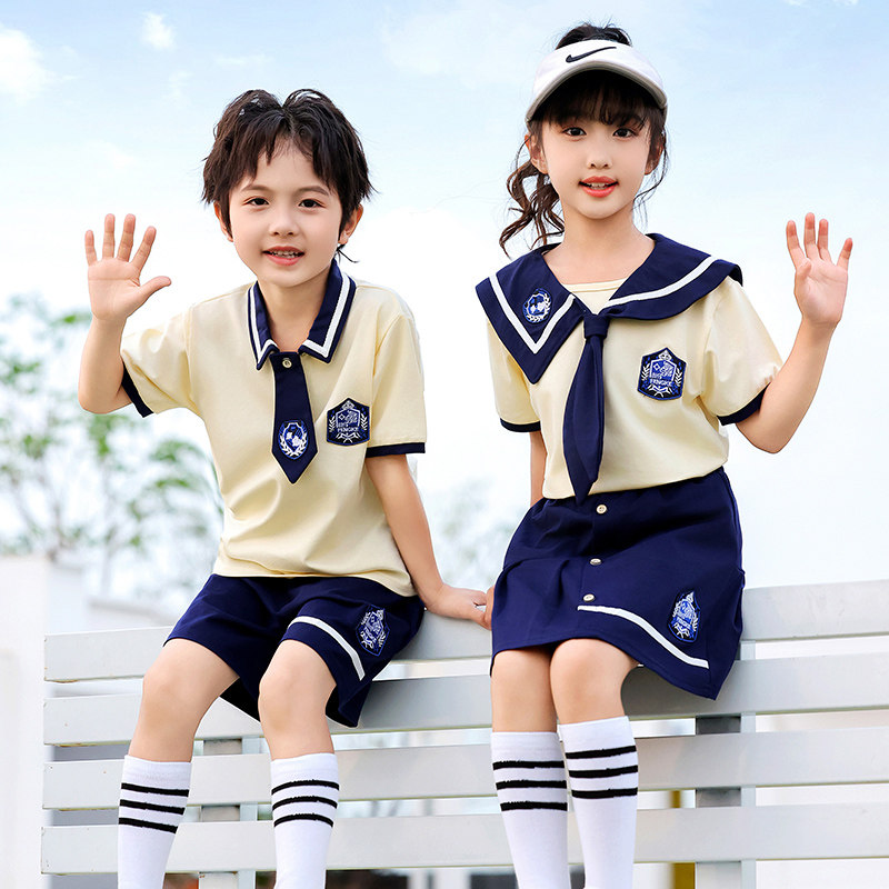 小学生夏季班服英伦衬衫套装幼儿儿童演出服