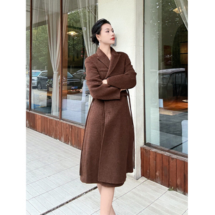 双面羊绒大衣女短款2025新款秋冬季中长款加厚气质戗驳领毛呢外套