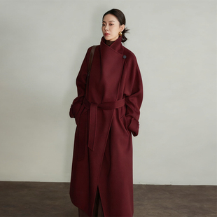 红色双面毛呢大衣女2025新款中长款秋冬季今年流行爆款羊毛呢外套