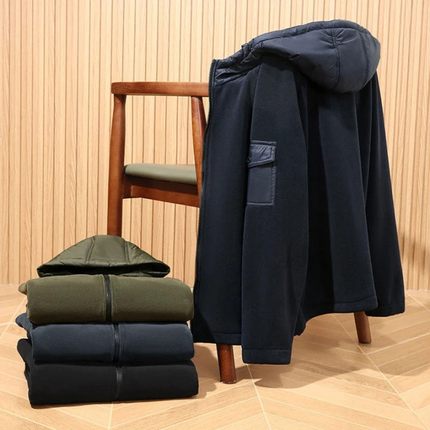 稀禧服饰580G重磅奥Y粒绒秋冬男女情侣户外加厚保暖高弹连帽外套