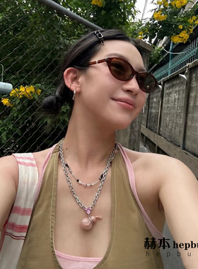 hepban新品椭圆书呆子墨镜女 小众复古高品眼镜 可配近视太阳眼镜