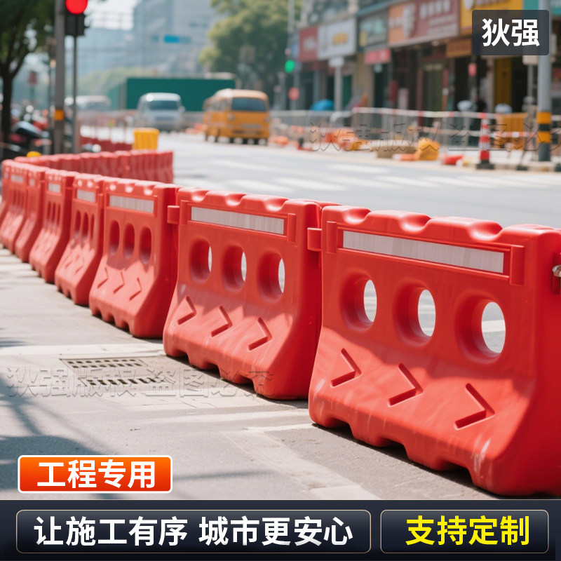 三孔水马注水围挡施工工地围挡滚塑全新料道路施工可移动隔离墩