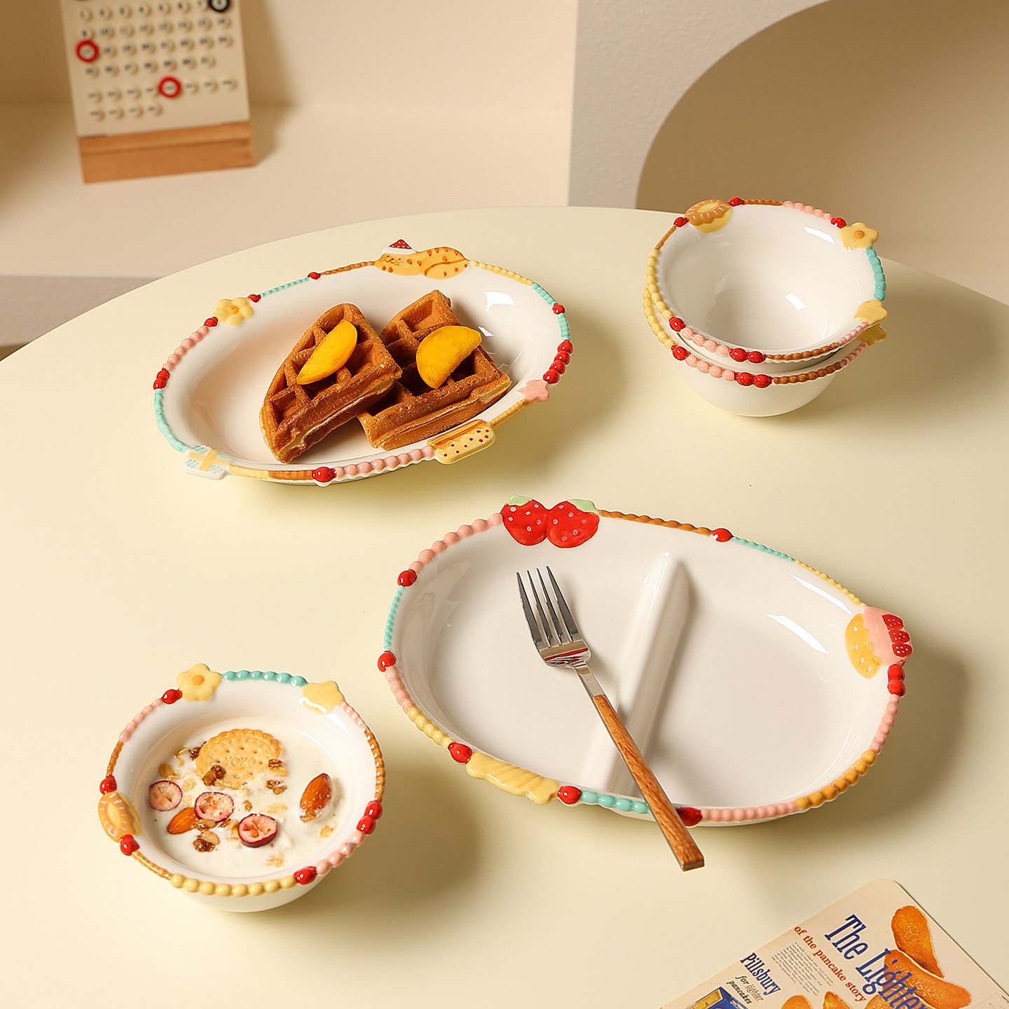 熊谷组陶瓷手绘釉下彩饭碗餐盘图片