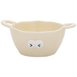 可爱表情双耳碗沙拉水果碗甜品碗雪糕碗好看的碗个人专用女生饭碗
