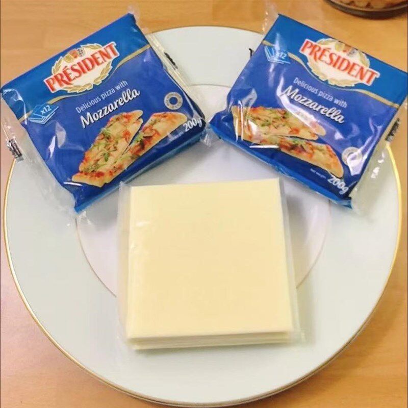 总统芝士片10片汉堡o三明治专用家用干酪片法国进口再制奶酪片200