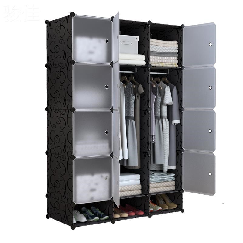 3Y简易衣柜布g组装经济型租房塑料成人实木布艺家用储物衣橱收纳