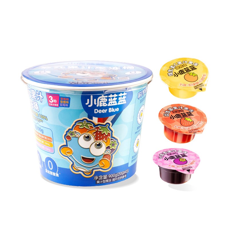 小鹿蓝蓝果冻桶叶黄素VC益生菌果D汁果冻0脂肪0明胶儿童零食品牌