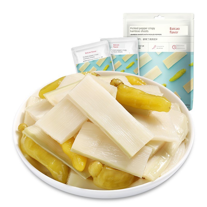 百草泡椒脆笋20m0g*10个嫩笋办公室休闲零食即食零食袋