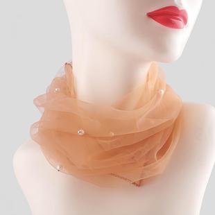 颈部防晒脖套女士网纱小围头护颈纱巾夏季薄款装饰遮颈纹百搭