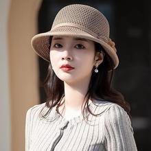 夏天女款薄款帽子2025新款夏季遮阳显脸小防晒渔夫帽百搭时尚洋气
