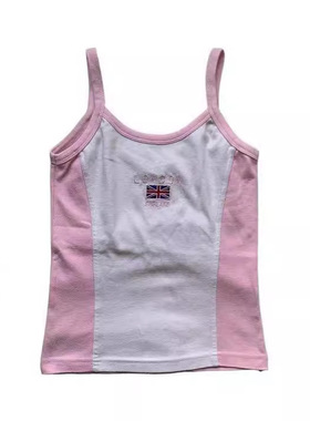 欧美夏季y2k新款个性街头露脐撞色字母图案印花潮流短款吊带背心