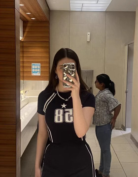 Y2K欧美女装个性街头春夏亚马逊新款T恤数字印花修身圆领上衣