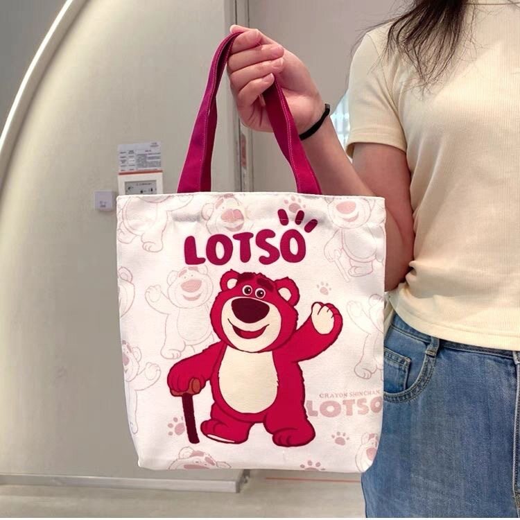 草莓熊小号手提包手拎外出女包收纳包上班通勤小巧便携卡通帆布包