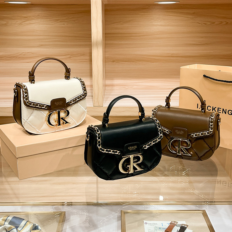 香港正品真皮高级感马鞍包包女2024新款小众轻奢单肩斜挎手提女包