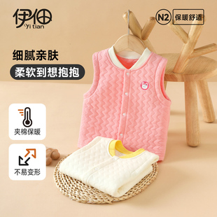 女童马甲夹棉秋冬季2026新款儿童保暖加厚外套男宝宝内搭外穿上衣