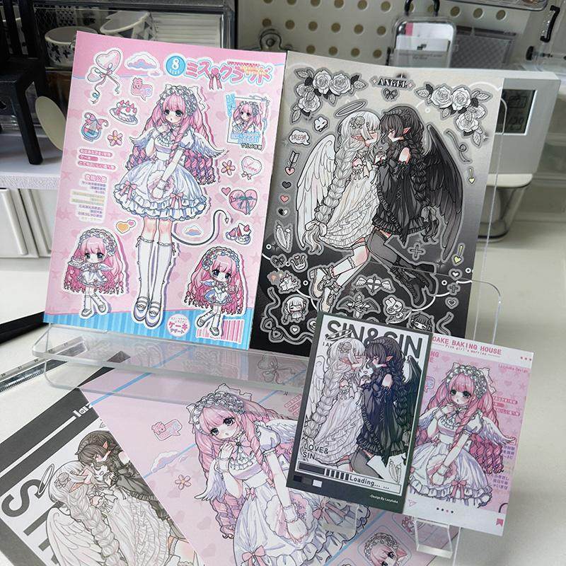 原创人物贴纸咕卡手账背卡天使与魔鬼少女ins风手机平板装饰DIY贴,文具电教/文化用品/商务用品,贴纸/立体贴纸,淘宝优惠券,粉丝福利购,淘宝优惠卷