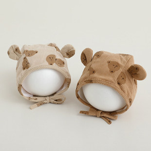 婴儿帽子秋冬季可爱卡通灯芯绒鸭舌帽男童女童遮阳软檐宝宝棒球帽