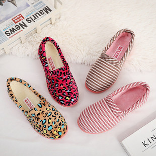 新款棉拖鞋女冬季款厚底防滑软底妈妈鞋豹纹保暖舒适一件棉鞋居家