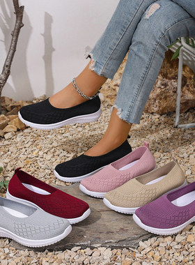 新款大码女鞋2025秋季女士休闲单鞋一脚蹬妈妈鞋外贸鞋子TEMU