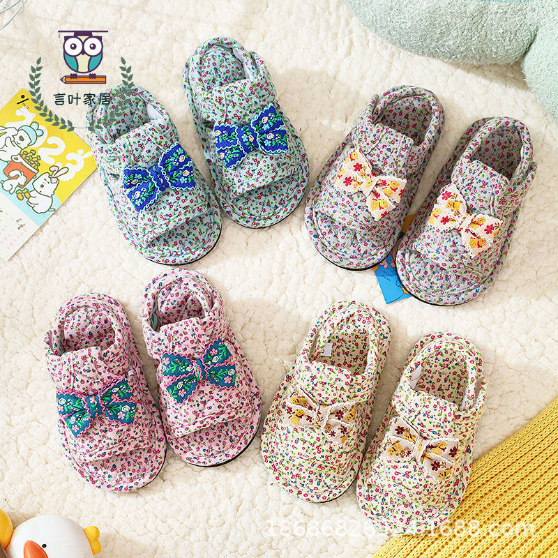 外贸碎花纯棉布艺儿童鞋123岁女