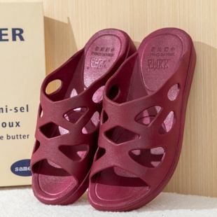 日常户外休闲PVC平底简约女拖鞋 通用中老年人浸油塑料鞋 夏季 新款