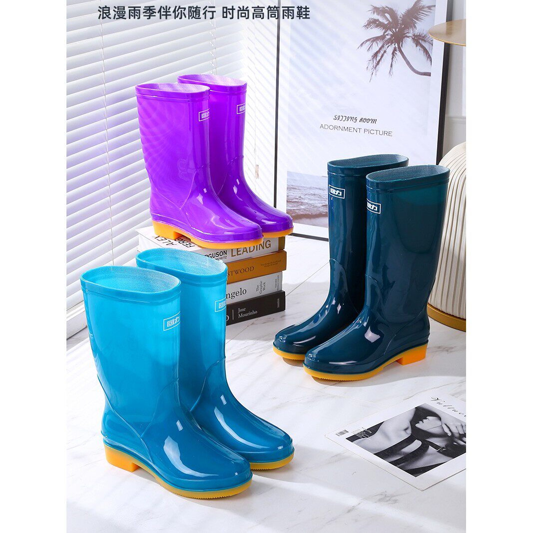 回力雨鞋女款高筒中筒雨靴夏季胶鞋加绒可脱卸水鞋防滑牛筋底套鞋