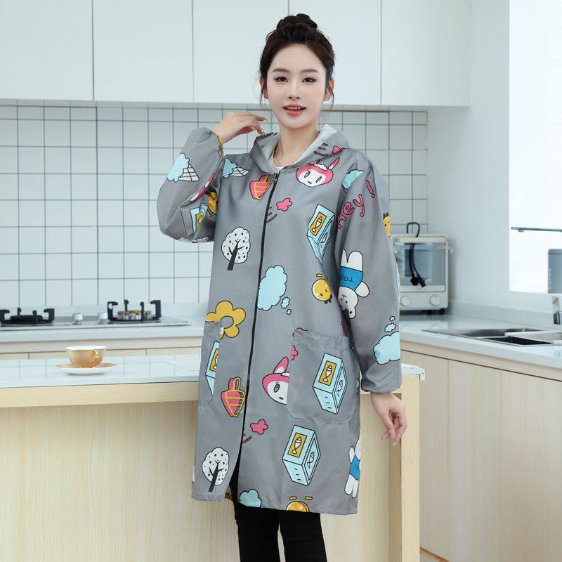 2025新款时尚罩衣防水女字母工作服家用厨房做饭防油围裙长袖护衣,家庭/个人清洁工具,围裙,淘宝优惠券,粉丝福利购,淘宝优惠卷