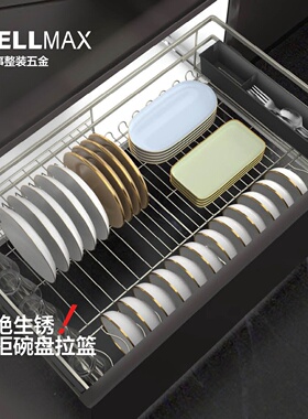 威万事WELLMAX 纳米干镀碗盘拉篮 橱柜碗碟拉篮 厨房置物 典雅2.0