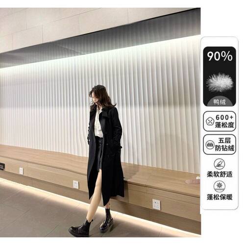 2025爆款时尚秀大气休闲英伦风中长款轻奢女羽绒风衣2511