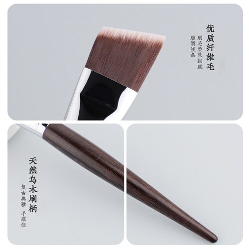 桃可可M769专业手工扁头斜角粉底刷无痕超轻薄不吃粉化妆师专用