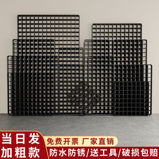 加粗黑色铁丝网片照片墙网格货架娃娃墙收纳展示超市置物架墙悬挂