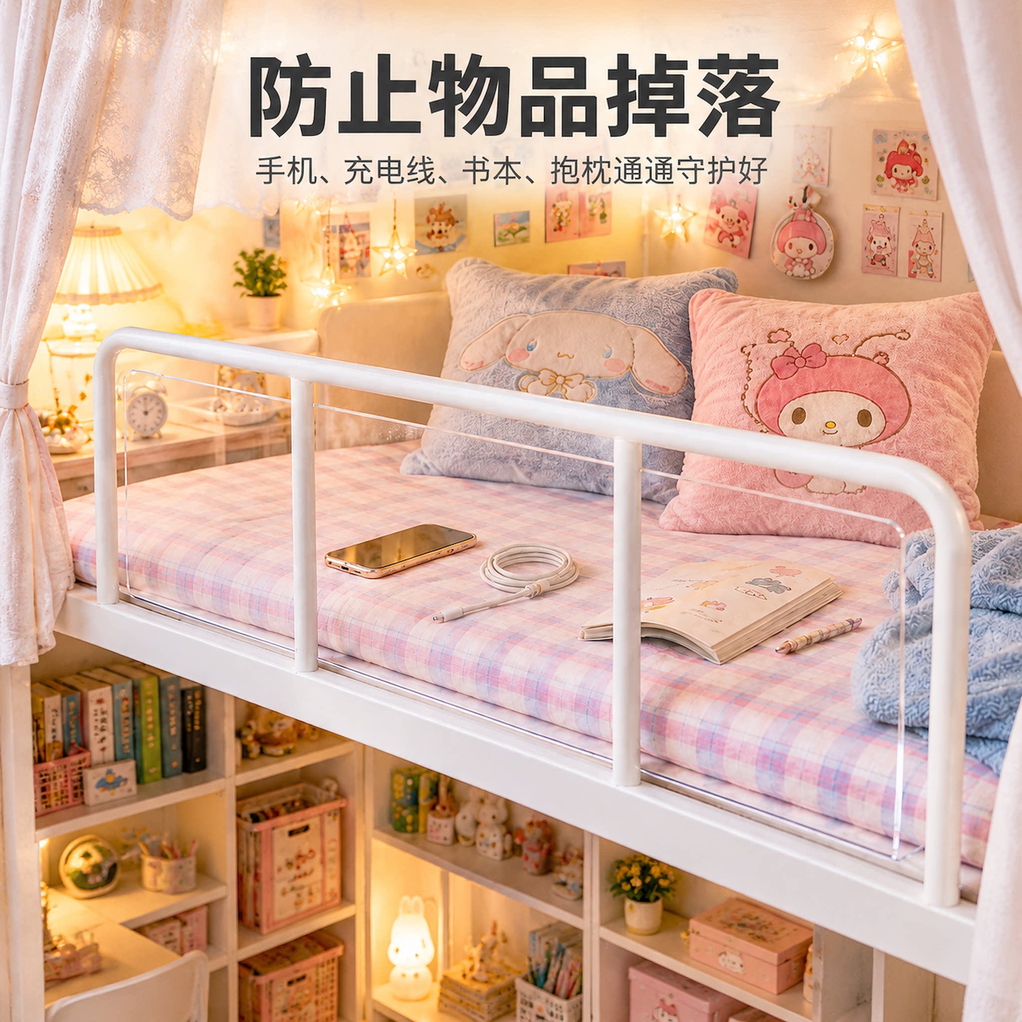 床边挡板宿舍床头上铺护板免打孔透明无味防掉落神器通用缝隙围挡
